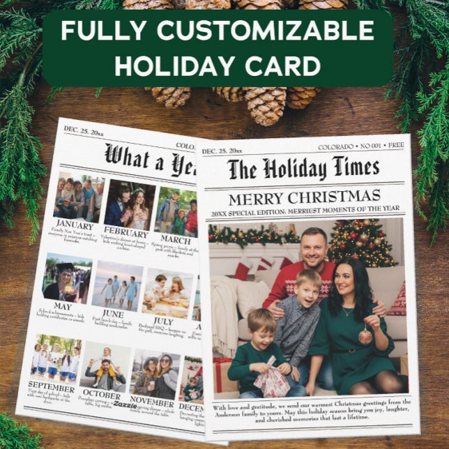 Holiday Times Family Christmas Photo Newsletter Card (Creator Uploaded)