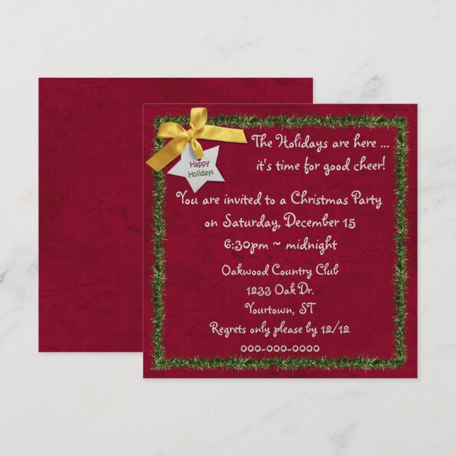 Holiday Tinsel Border Invitation (Front/Back)