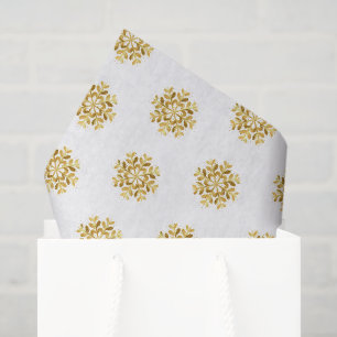 Holiday Tissue Paper-Gold Snowflakes Tissue Paper