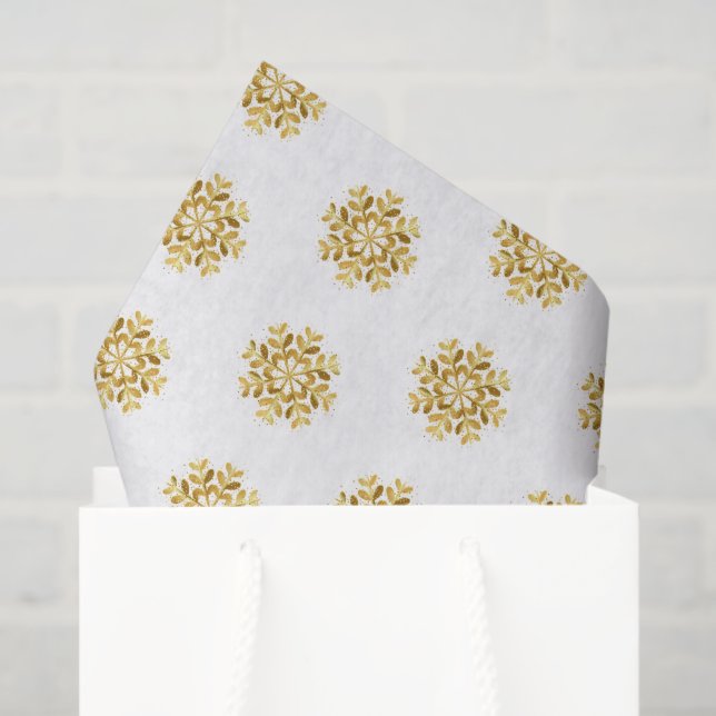 Holiday Tissue Paper-Gold Snowflakes Tissue Paper (Gift Bag)