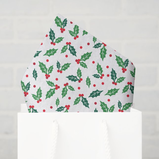 Holiday Tissue Paper-Holly Tissue Paper (Gift Bag)