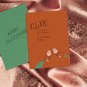 Holiday Toast Card – “Clink” Wine Glass Cheers