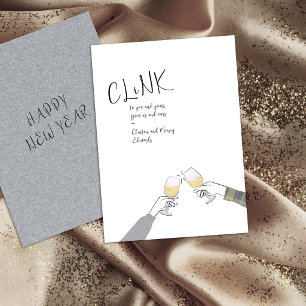 Holiday Toast Card – “Clink” Wine Glass Cheers