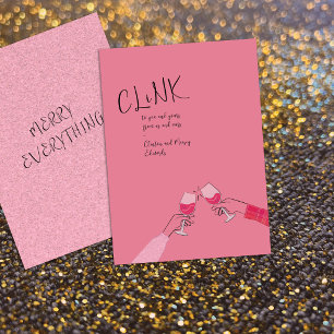 Holiday Toast Card – “Clink” Wine Glass Cheers