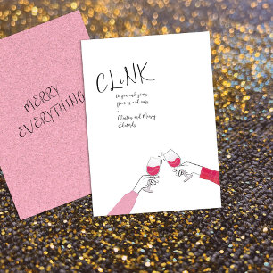 Holiday Toast Card – “Clink” Wine Glass Cheers