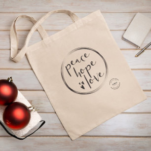 Holiday Tote Bag Add logo Peace hope love Xmas