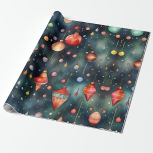 Holiday Toys, Christmas Decoration watercolor art  Wrapping Paper