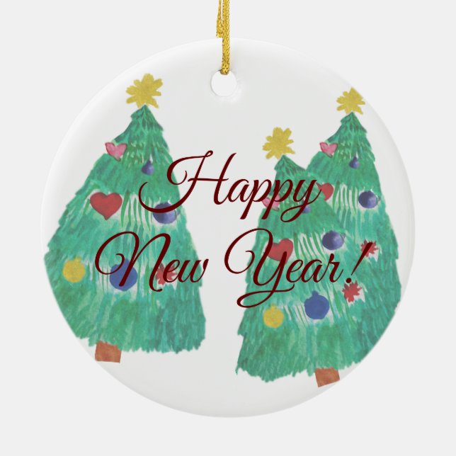 Holiday Tree  Ceramic Ornament (Back)