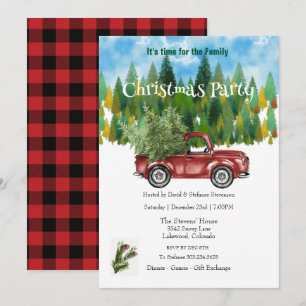 Holiday Tree in Truck Christmas Party Invitation