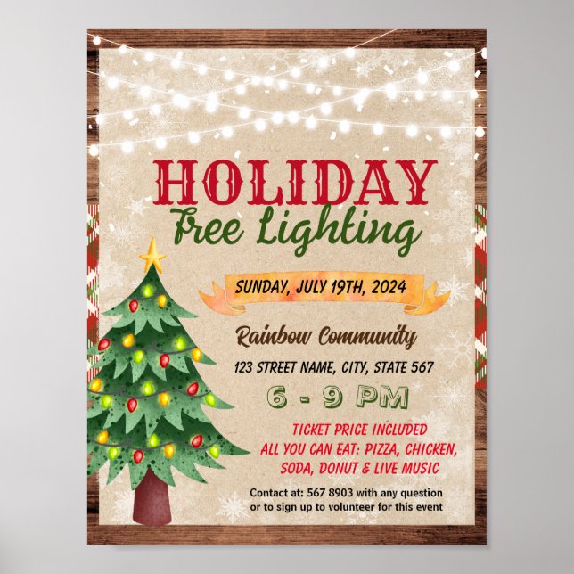Holiday Tree Lighting school event template Poster (Front)