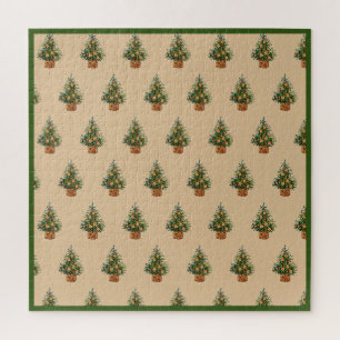 Holiday Tree Minimalistic Simple Country Pine Jigsaw Puzzle