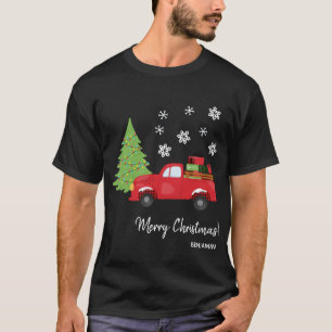 Holiday Tree Vintage Truck Merry Christmas Family  T-Shirt