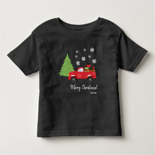 Holiday Tree Vintage Truck Merry Christmas Family  Toddler T-Shirt