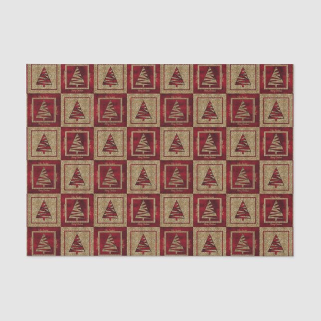 Holiday Trees in Cheetah Print and Red Tissue Paper (Front)