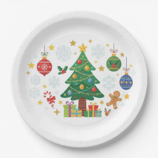 Holiday Trees & Ornaments Paper Plate