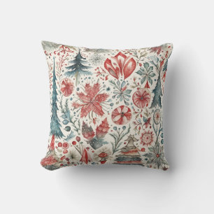 Holiday Trees Winter holiday whimsical design Cushion