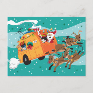 Holiday Trip Retro Christmas Postcard