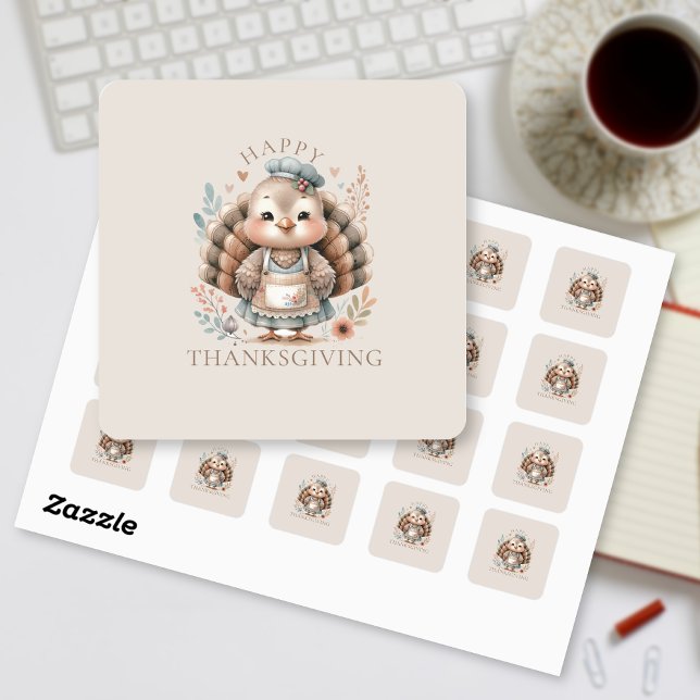 Holiday Turkey Add Custom Text Square Sticker (Turkey Holiday custom stickers)