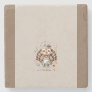 Holiday Turkey Add Custom Text Stone Coaster