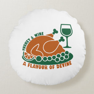 Holiday Turkey Meal Graphic for Food Fans Round Cushion