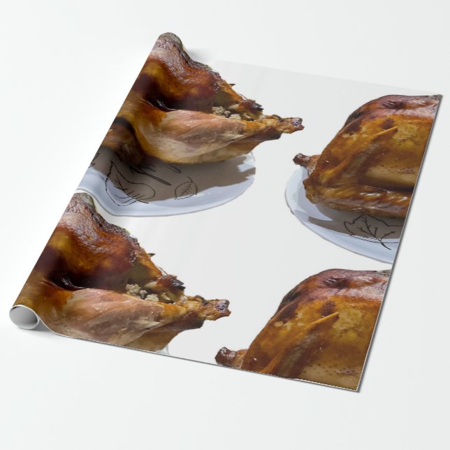 Holiday Turkey Wrapping Paper  (Unrolled)