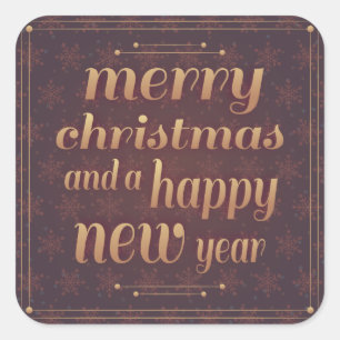 Holiday Typography trendy snowflake Christmas Square Sticker