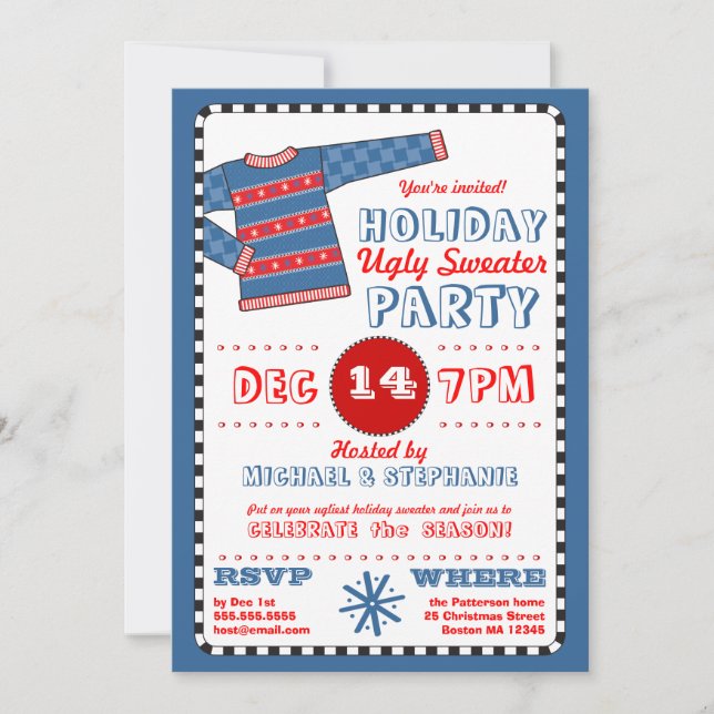 Holiday Ugly Sweater Christmas Party Invitation (Front)