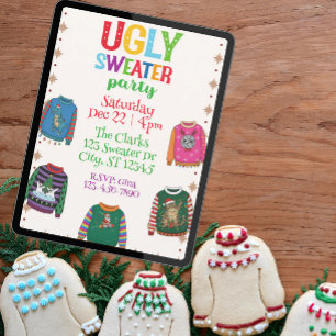 Holiday Ugly Sweater Party, colourful Invitation