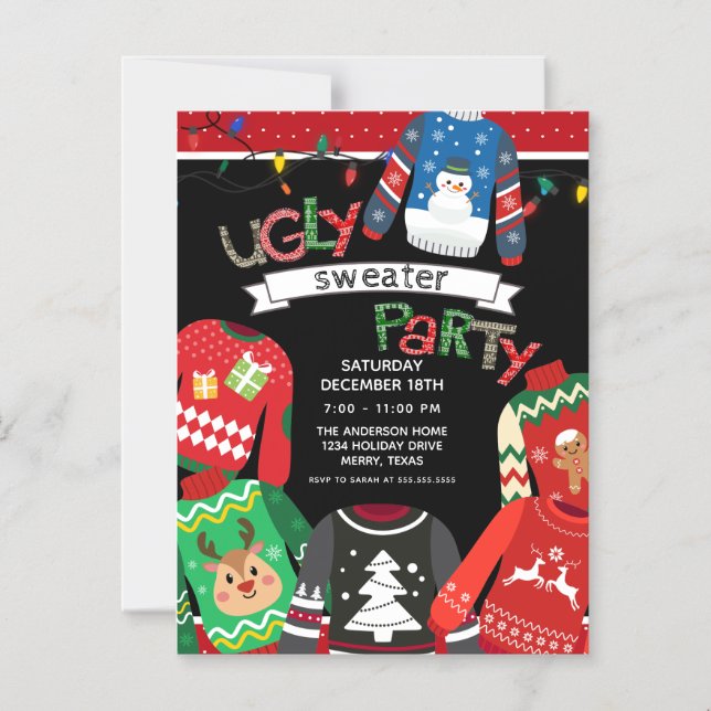 Holiday Ugly Sweater Party Magnetic Invitation (Front)