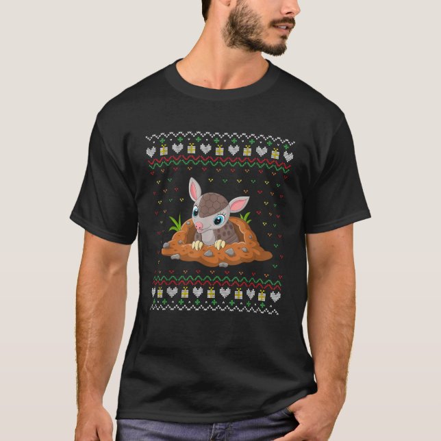 Holiday Ugly Xmas Design Funny Armadillo Lovers Ch T-Shirt (Front)