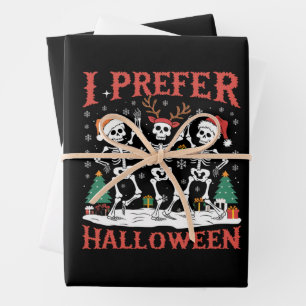 Holiday Ugly Xmas I Prefer Halloween Christmas Wrapping Paper Sheet