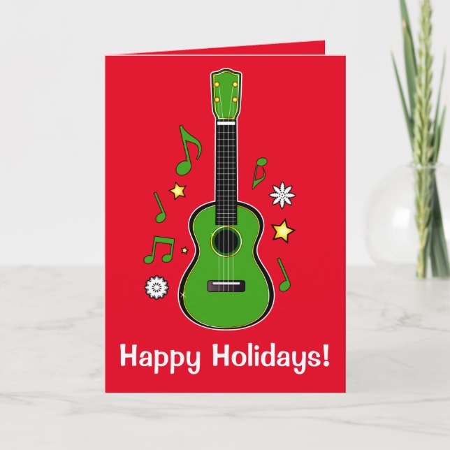 Holiday Ukulele with Notes and Stars (Front)