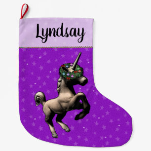 "Holiday Unicorn" Christmas Stocking (PurpleAlt)