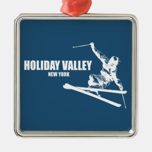 Holiday Valley Resort Skier Metal Ornament