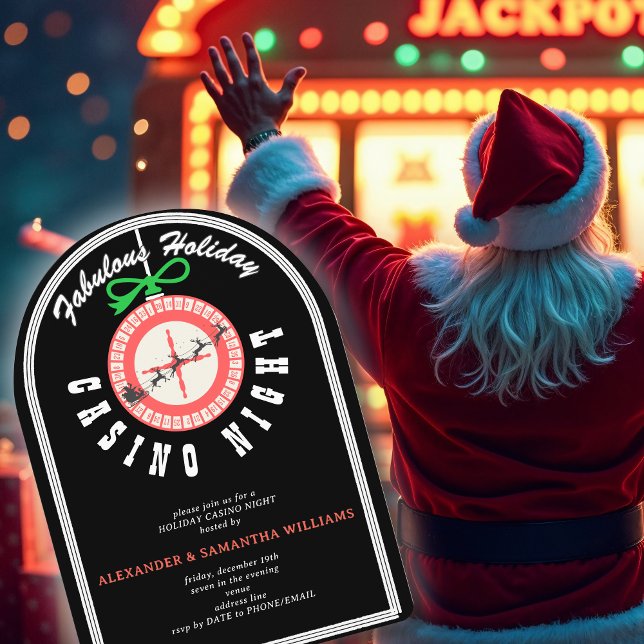 Holiday Vegas Casino Blackjack Poker Night Party Invitation (Santa's Jackpot Bash Holiday Vegas Casino Blackjack Poker Night Party Invitation)