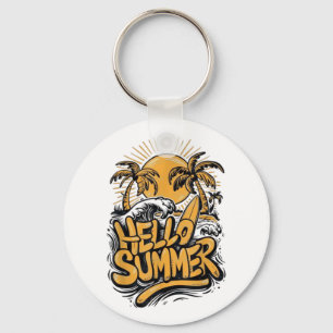 Holiday Vibe Hello Summer Sunshine Beach Ocean Bea Key Ring