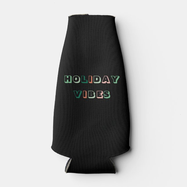 Holiday Vibes Black  Bottle Cooler (Front)