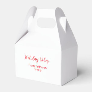 Holiday Vibes red Christmas add family name date b Favour Box