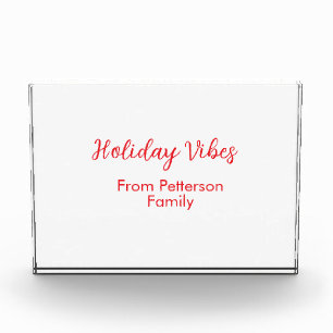 Holiday Vibes red Christmas add family name date b Photo Block
