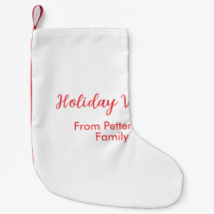 Holiday Vibes red Christmas add family name date b Small Christmas Stocking