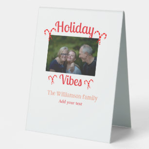 Holiday Vibes red family photo name candy Christma