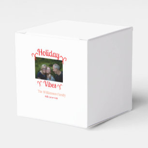 Holiday Vibes red family photo name candy Christma Favour Box