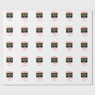 Holiday Vibes red family photo name candy Christma Wrapping Paper