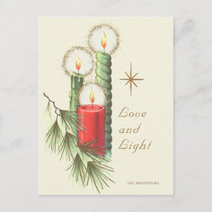 Holiday Vintage Three burning candles CC1247 Postcard