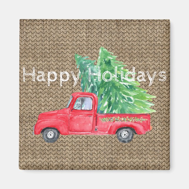Holiday Vintage Truck Magnet (Front)