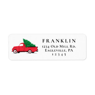 Holiday Vintage Truck Personalised Return Address  Return Address Label