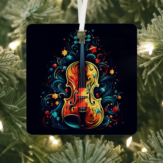 Holiday violin Christmas tree metal ornament (Insitu)