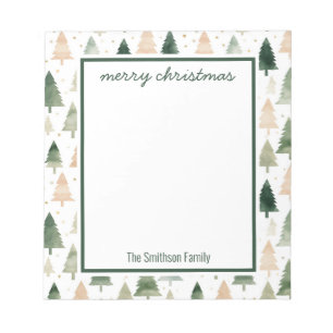 Holiday Watercolor Christmas Tree Notepad