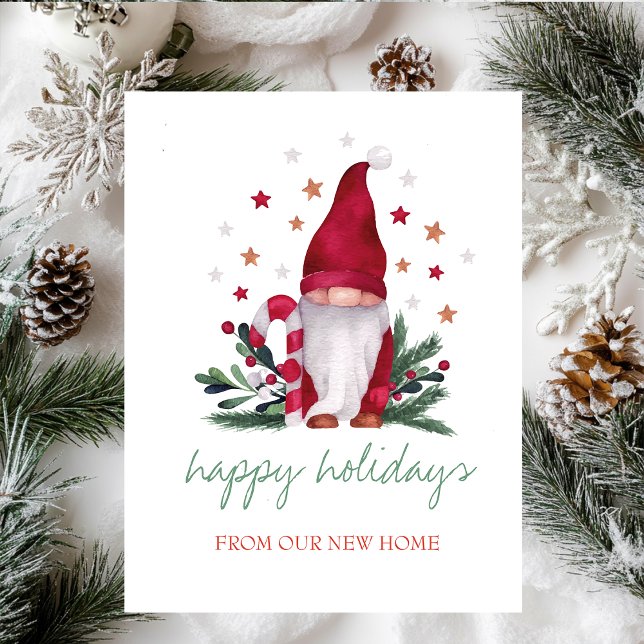 Holiday We Have Moved,Christmas Gnome Announcement Postcard (Creator Uploaded)