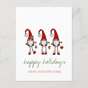 Holiday We Have Moved,Red Gnomes Announcement Postcard